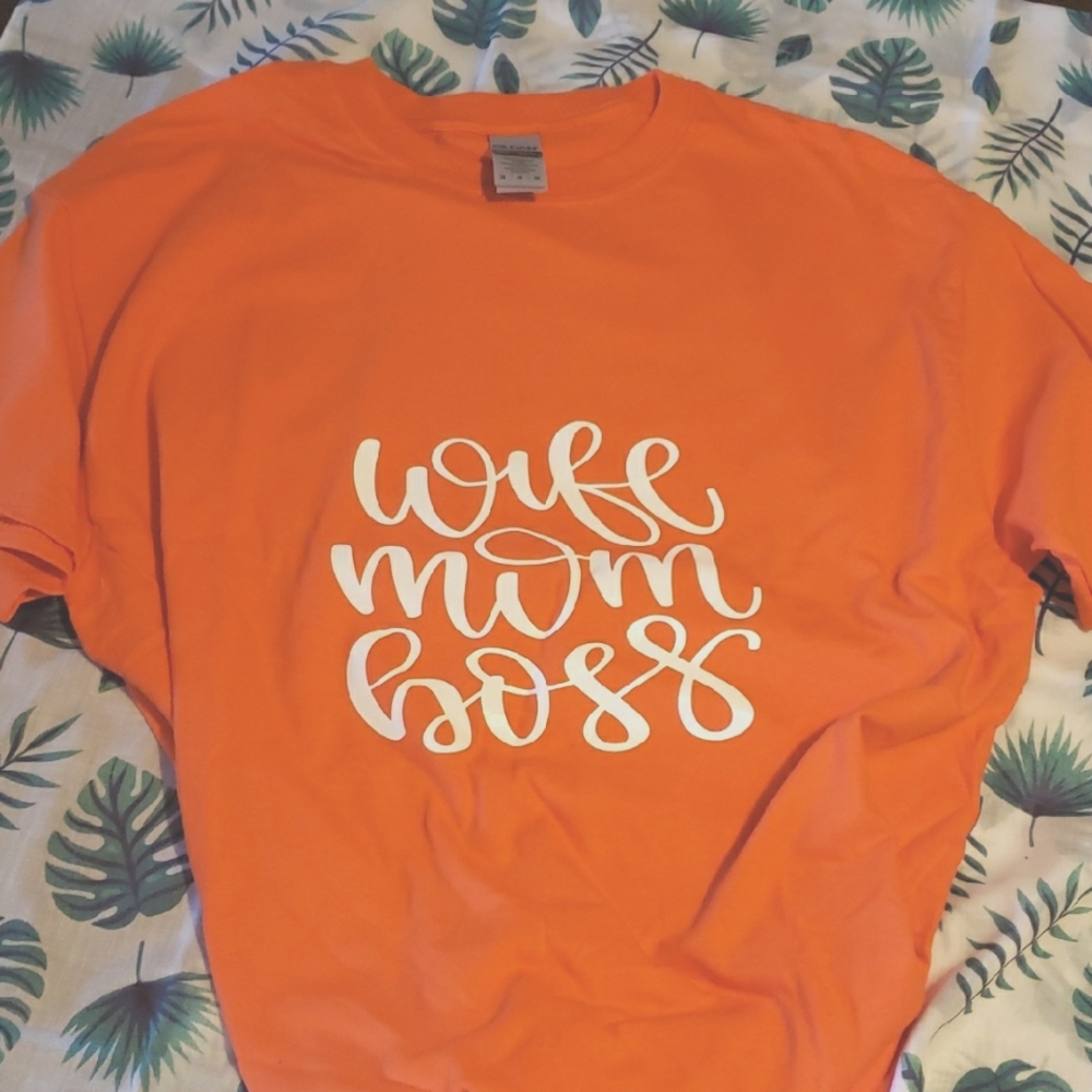 Orange Graphic Tee with White Print